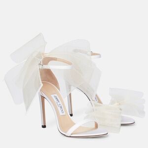 JIMMY CHOO Aveline 100 bow-trimmed sandals size 39/8